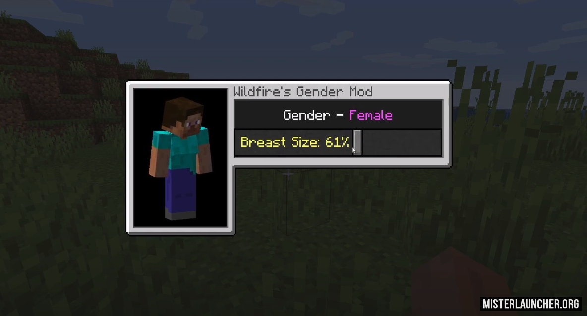 Wildfire s gender. Wildfire s Gender мод. Мод Wildfire s Gender в майнкрафт. Моды на майнкрафт female Gender Mod. Майнкрафт Wildfire Gender Mod 200%.